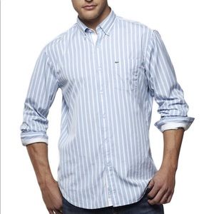 Lacoste Green and Navy Striped Shirt Size 40 NWOT